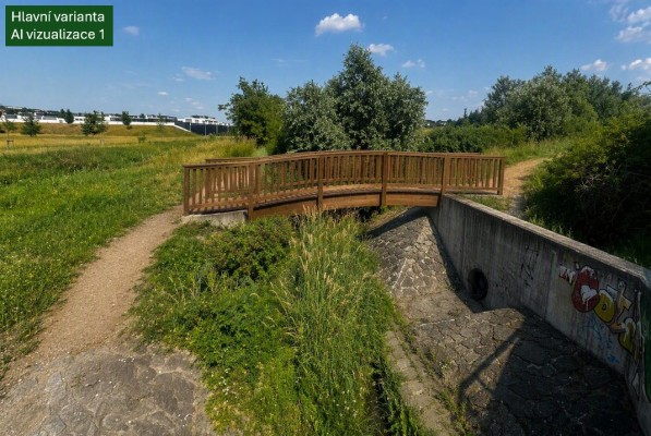 Most přes Slavkovský potok Prostředníček u mokřadů
